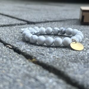 Echter Howlith Naturstein Perlen weiß grau Äderung Heilstein Armband