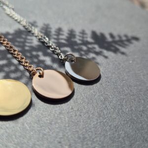 Halskette Rohling rund (12 mm) - Edelstahl schmuckecht | Silber, Gold, Roségold | inkl. 45 cm Kette